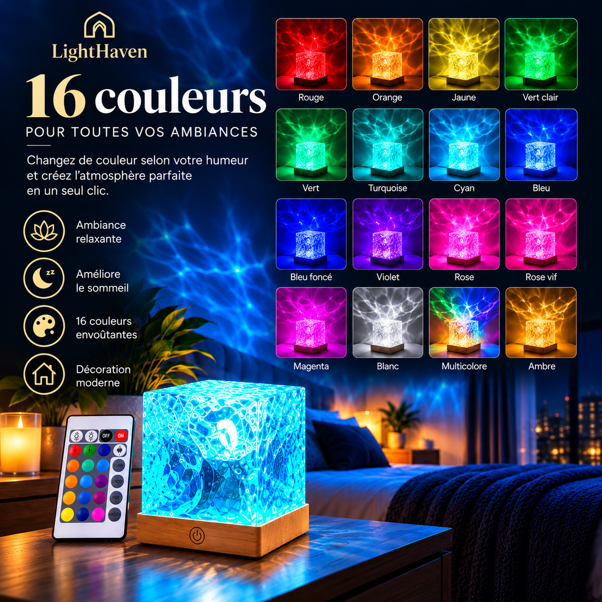 AquaGlow – Lampe Projecteur Océan 16 Couleurs