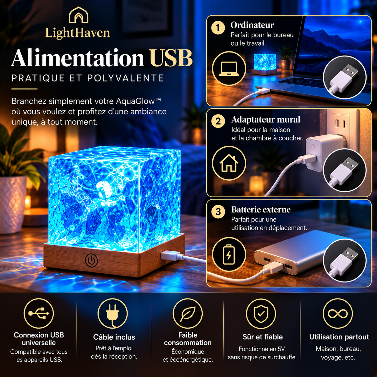 AquaGlow – Lampe Projecteur Océan 16 Couleurs