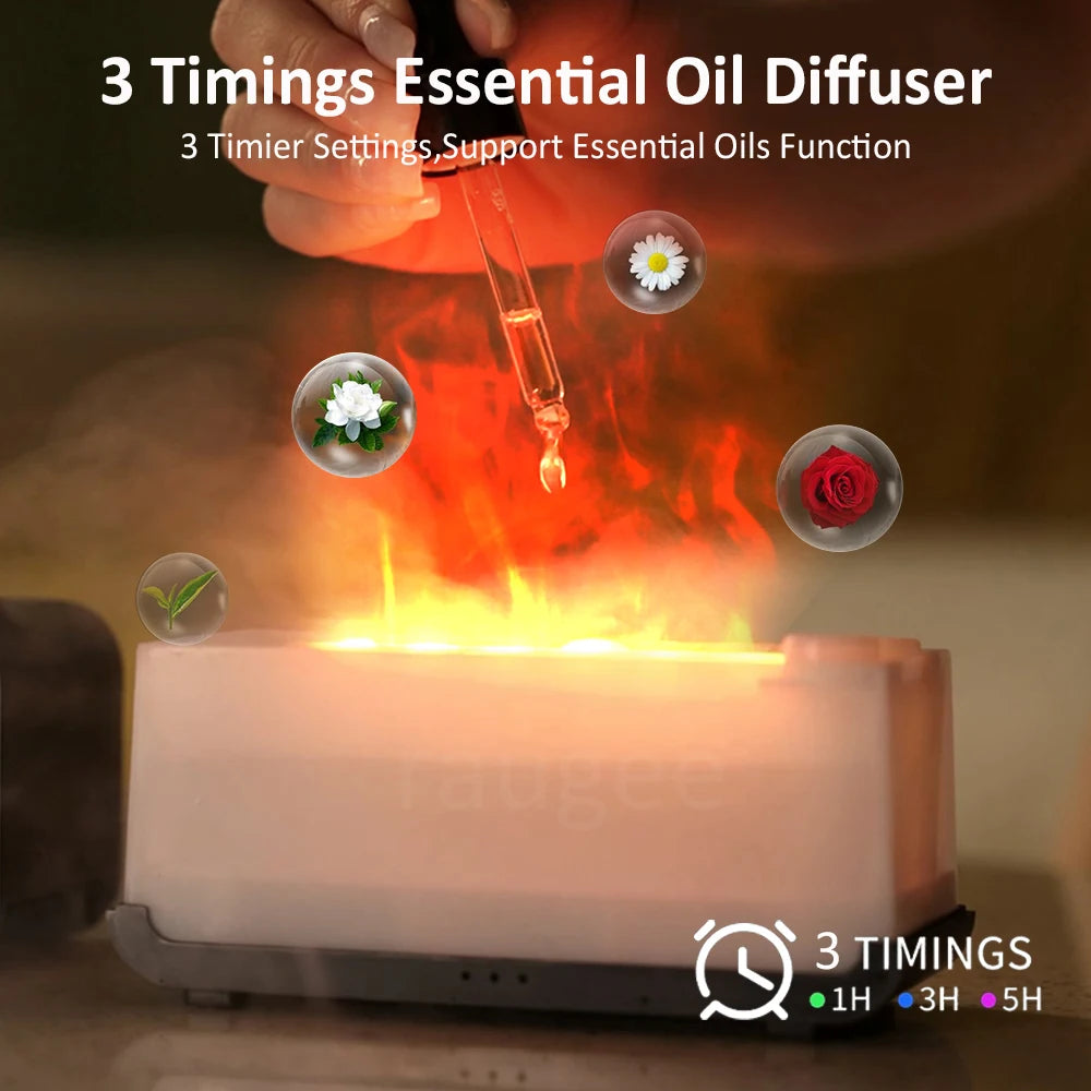 Diffuseur Flamme LED Aroma — Effet de Feu, Huiles Essentielles & Humidificateur