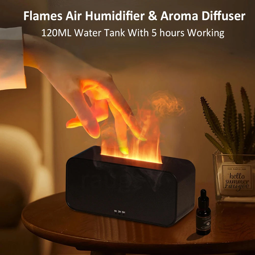Diffuseur Flamme LED Aroma — Effet de Feu, Huiles Essentielles & Humidificateur