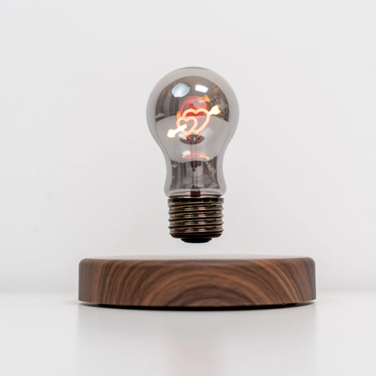 Lampe Ampoule Lévitante — Lévitation Magnétique, Verre Soufflé & Base Bois
