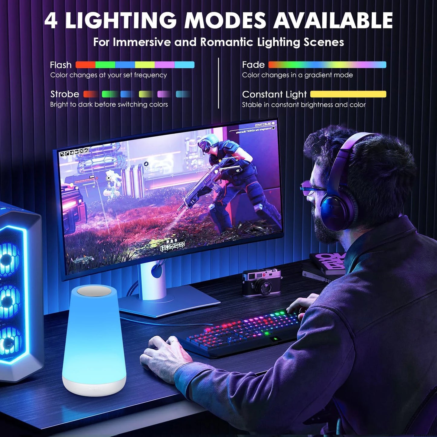 Lampe Ambiance RGB — 13 Couleurs, Télécommande & Tactile
