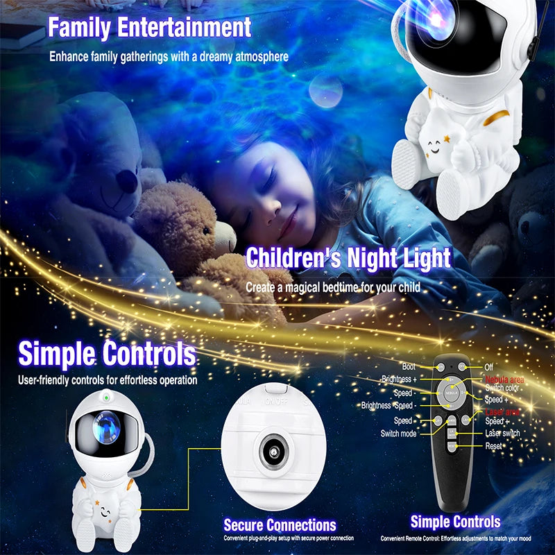 Projecteur Galaxie Astronaute – Veilleuse LED d'Ambiance Cosmique