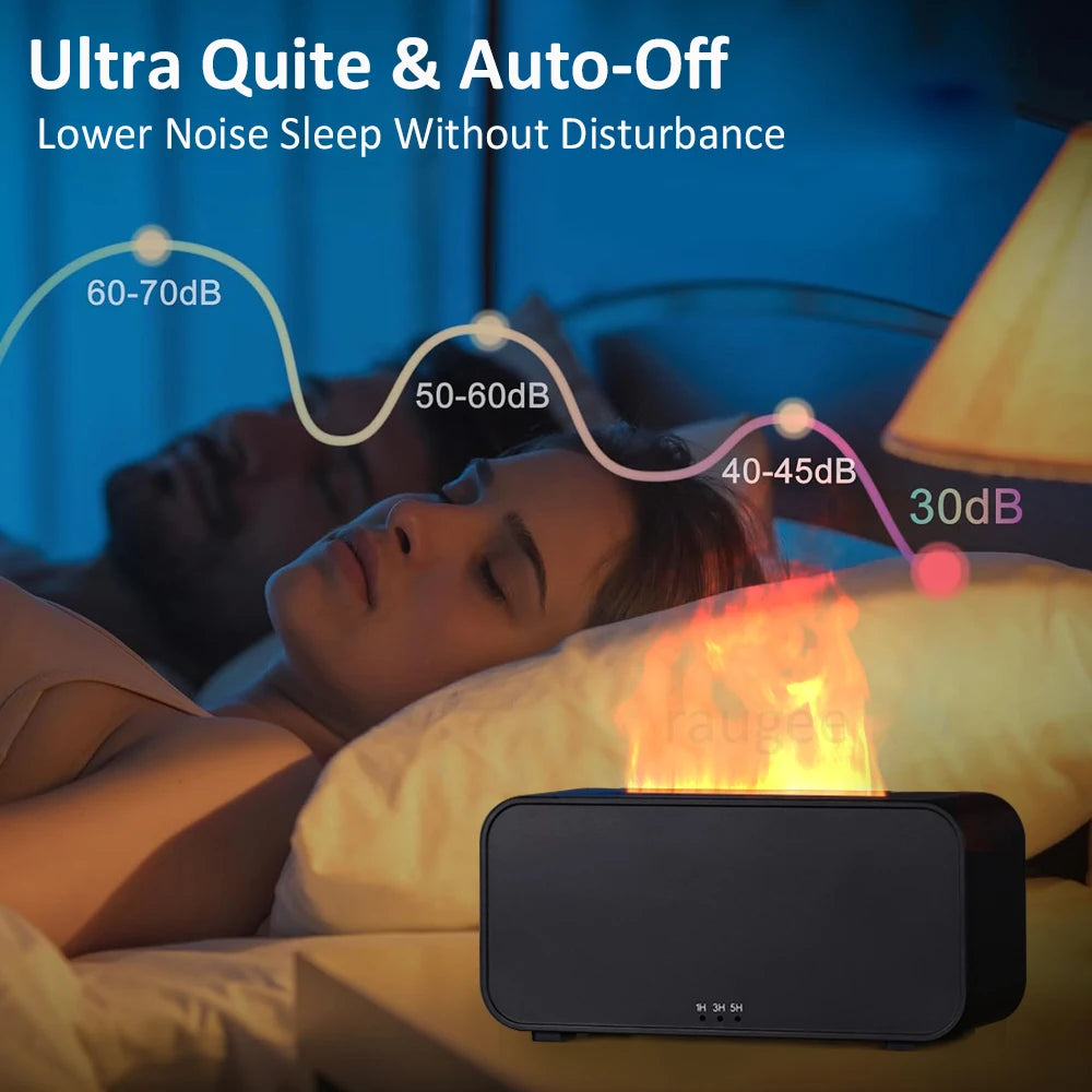 Diffuseur Flamme LED Aroma — Effet de Feu, Huiles Essentielles & Humidificateur