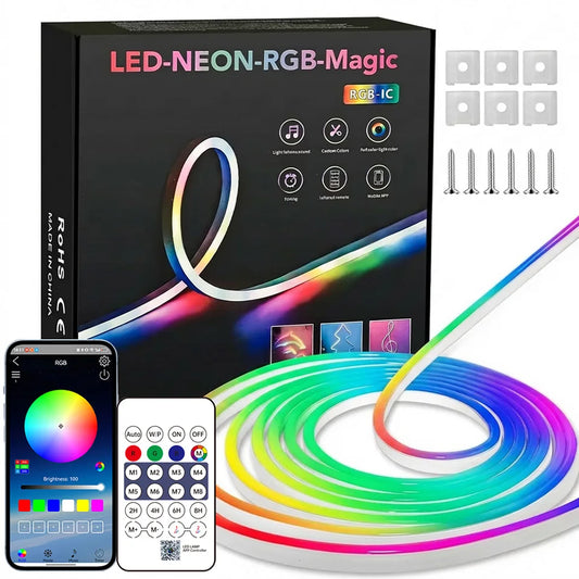 Ruban LED Néon RGB Musique — 5m, App Smartphone & Synchro Musicale
