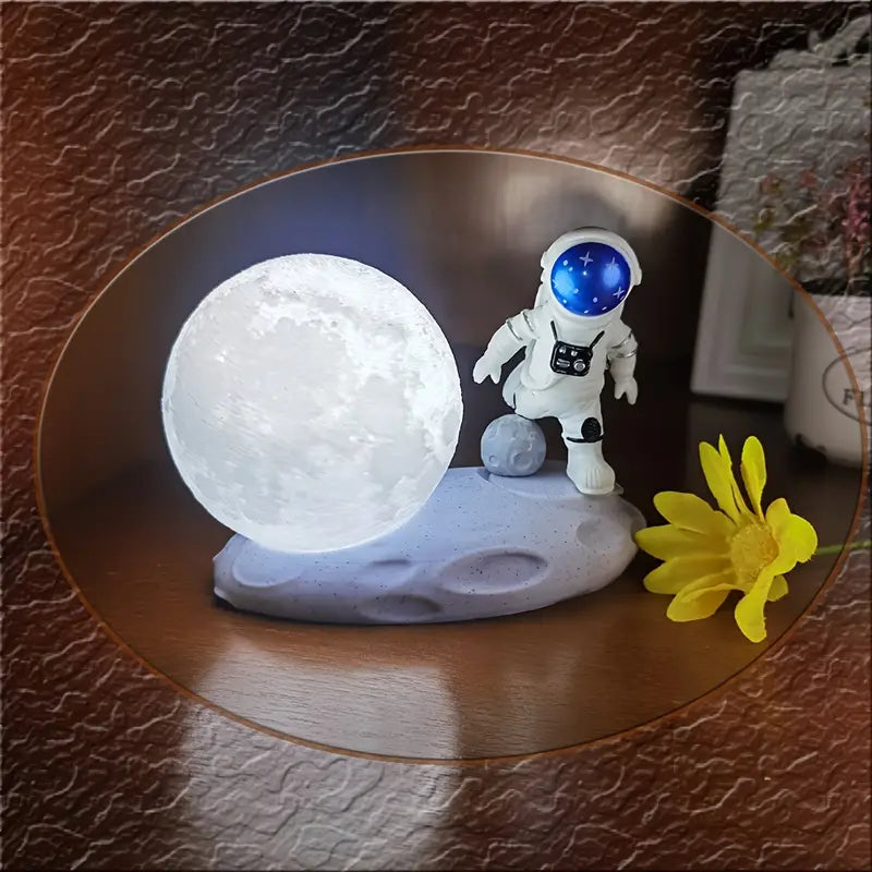 Veilleuse Astronaute Lune — Lampe Tactile Premium