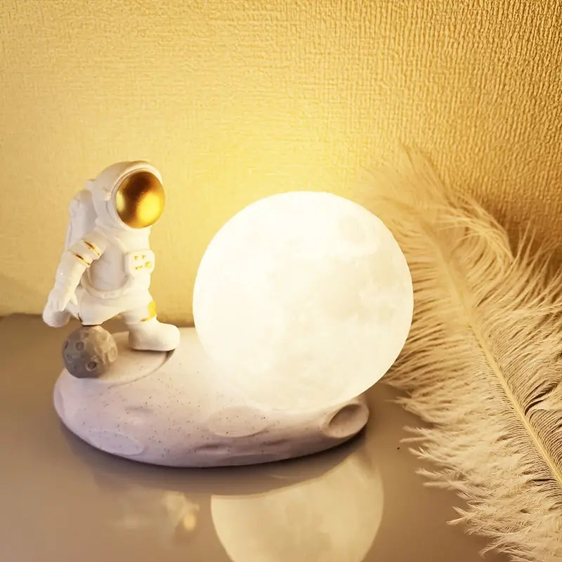 Veilleuse Astronaute Lune — Lampe Tactile Premium