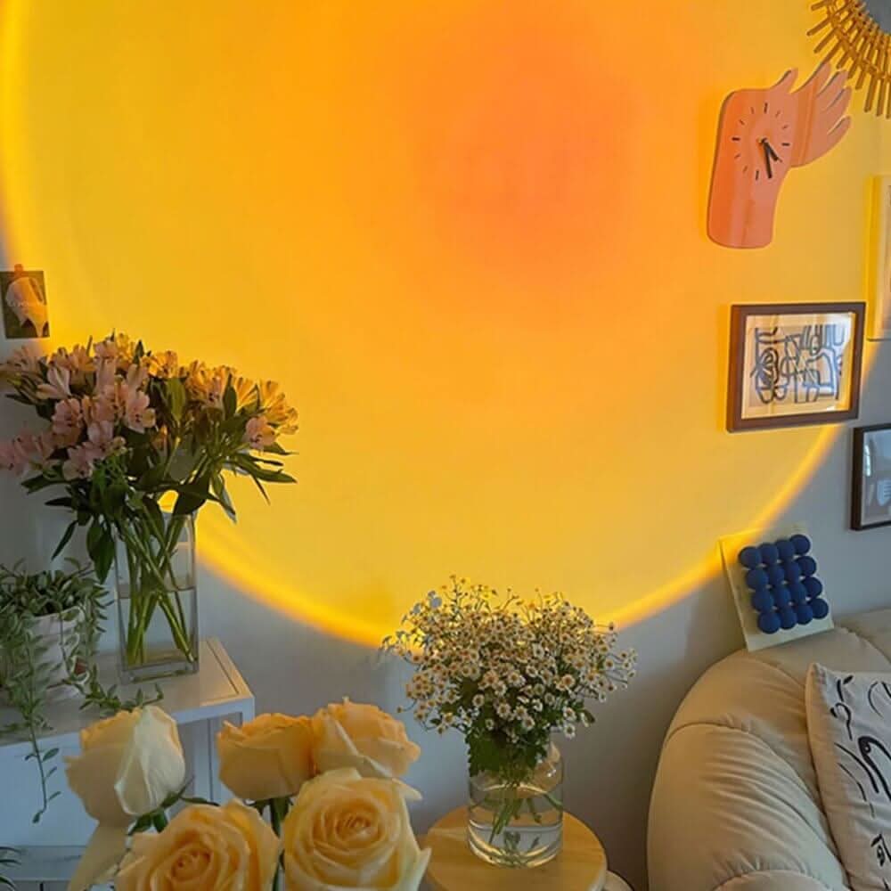 Projecteur coucher de soleil LED 16 couleurs avec télécommande et base métallique